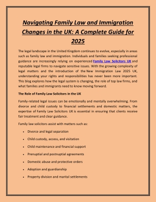 Navigating Family Law and Immigration Changes in the UK: A Complete Guide for 20