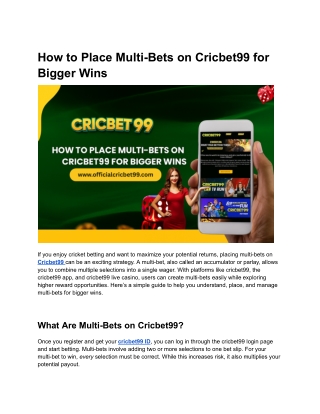 How to Place Multi-Bets on Cricbet99 for Bigger Wins (2)