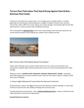 Terrace Floor Paint Ideas That Stand Strong Against Heat & Rain – Rotomax Paint Guide