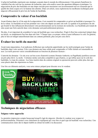 Comment négocier le prix lors de l'achat de backlinks ?