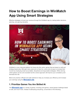 How to Boost Earnings in WinMatch App Using Smart Strategies