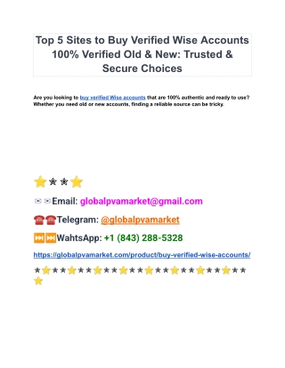 Buy Fully Verified Transfer wise Accounts In This Year