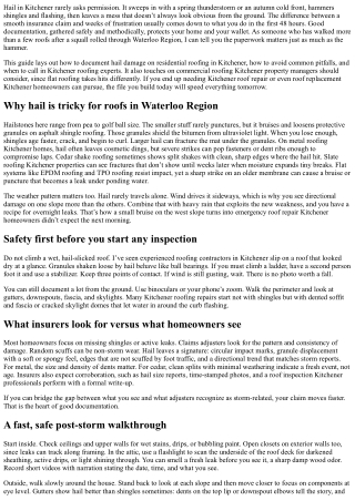 Kitchener Roof Repairs After Hail: How to Document Damage