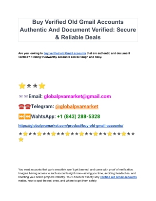 Buy Verified Old Gmail Accounts - Free International Money