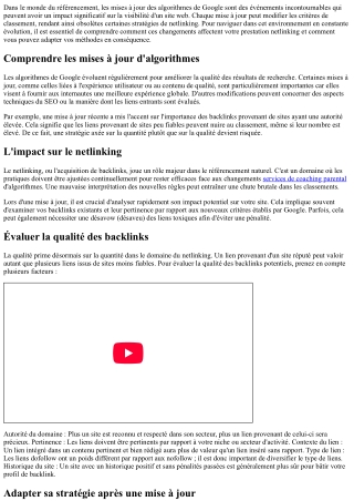 Prestation netteckling : Comment répondre aux mises à jour d'algorithmes Google?