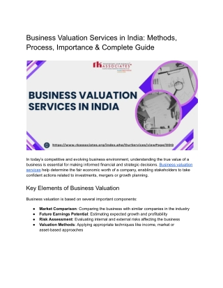 Business Valuation Services in India _ RK Associates