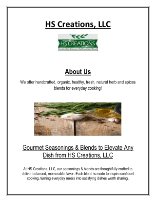 Gourmet Seasonings & Blends to Elevate Any Dish from HS Creations, LLC