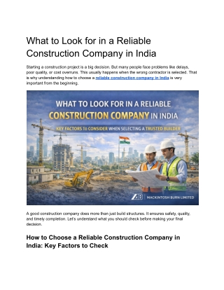What to Look for in a Reliable Construction Company in India