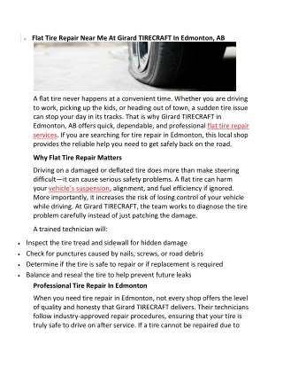 Flat Tire Repair Near Me At Girard TIRECRAFT In Edmonton