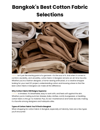 Bangkok's Best Cotton Fabric Selections