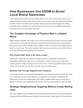 How Businesses Use EDDM to Boost Local Brand Awareness