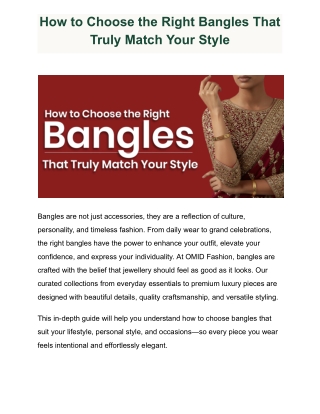 How to Choose the Right Bangles That Truly Match Your Style