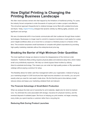 How Digital Printing is Changing the Printing Business Landscape