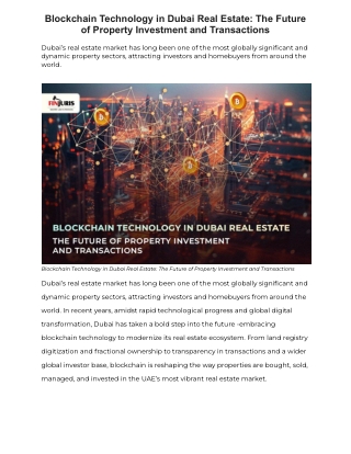 Blockchain Technology in Dubai Real Estate: The Future of Property Investment an