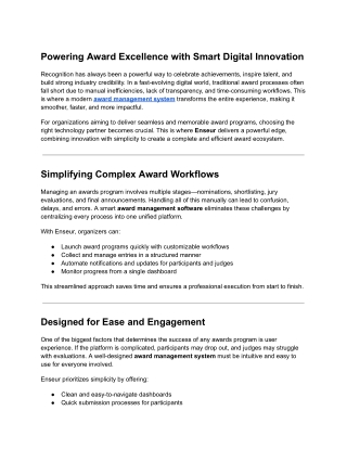 Powering Award Excellence with Smart Digital Innovation