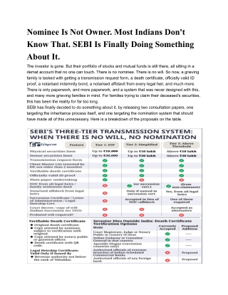 Nominee Is Not Owner. Most Indians Don't Know That. SEBI Is Finally Doing Something About It.
