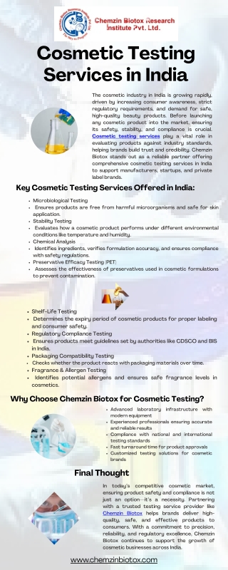 Cosmetic Testing Services in India