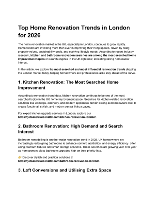 Top Home Renovation Trends in London for 2026