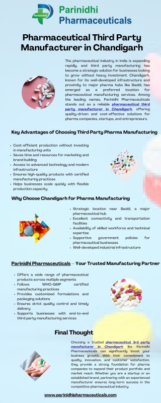 Pharmaceutical Third Party Manufacturer in Chandigarh