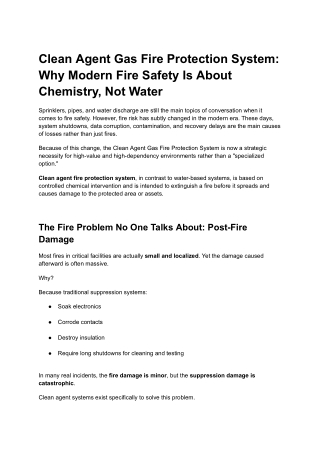 Clean Agent Gas Fire Protection System