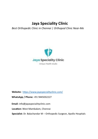 Non surgical orthopedic clinic near me saidapet