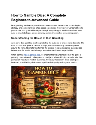 How to Gamble Dice_ A Complete Beginner-to-Advanced Guide