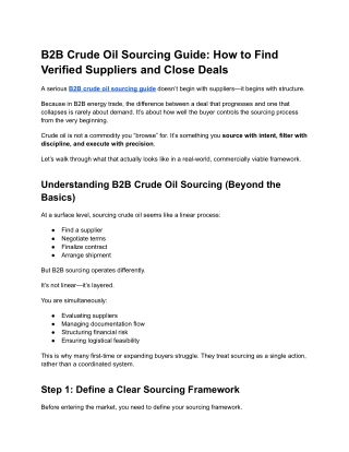 B2B Crude Oil Sourcing Guide: Find Verified Suppliers and Close Deals