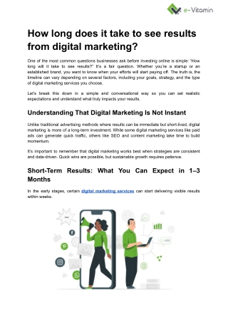 How long does it take to see results from digital marketing