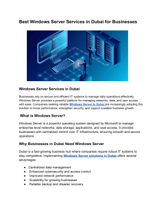 Best Windows Server Services in Dubai for Businesses