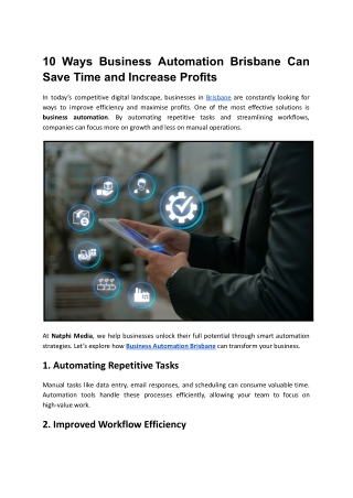 10 Ways Business Automation Brisbane Can Save Time and Increase Profits |