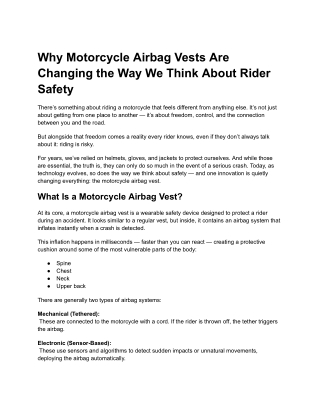 Why Motorcycle Airbag Vests Are Changing the Way We Think About Rider Safety