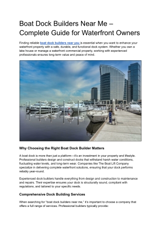 Boat Dock Builders Near Me – Complete Guide for Waterfront Owners
