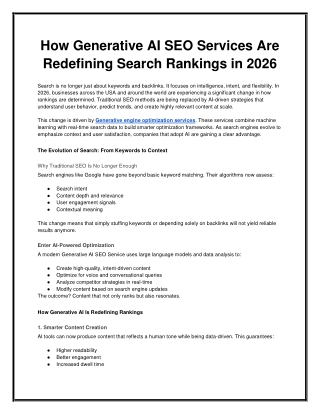 How Generative AI SEO Services Are Redefining Search Rankings in 2026