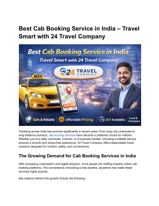 Best Cab Booking Service in India – Travel Smart with 24 Travel Company