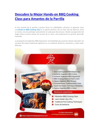 Descubre la Mejor Hands-on BBQ Cooking Class para Amantes de la Parrilla