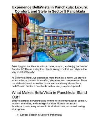 Experience BellaVista in Panchkula: Luxury, Comfort, and Style in Sector 5 Panch