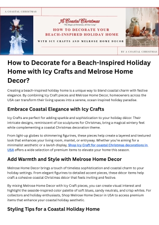 How to Decorate Your Beach-Inspired Holiday Home with Icy Crafts and Melrose Home Decor - A Coastal Christmas