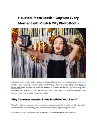 Houston Photo Booth – Capture Every Moment with Clutch City Photo Booth