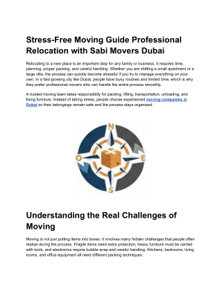 Stress-Free Moving Guide Professional Relocation with Sabi Movers Dubai