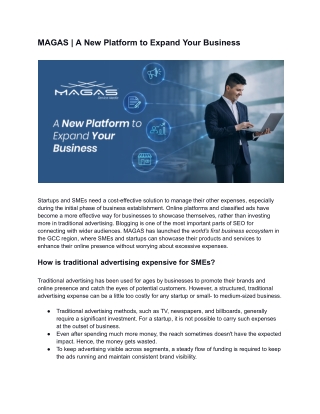 MAGAS | A New Platform to Expand Your Business