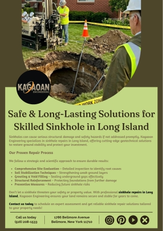Safe & Long-Lasting Solutions for Skilled Sinkhole in Long Island