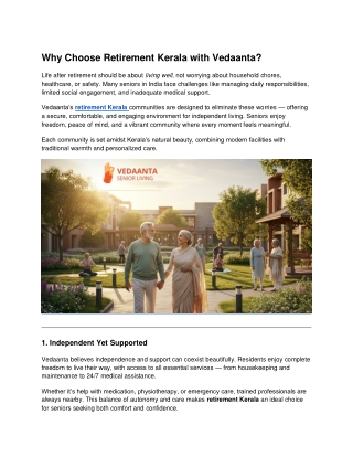 Premium Retirement Kerala by Vedaanta
