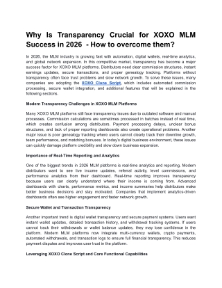 Why Is Transparency Crucial for XOXO MLM Success in 2026  - How to overcome them
