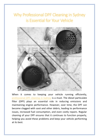 Why Professional DPF Cleaning in Sydney is Essential for Your Vehicle