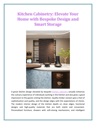 Kitchen Cabinetry Elevate Your Home with Bespoke Design and Smart Storage