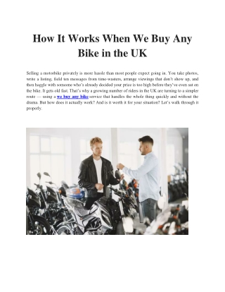 How It Works When We Buy Any Bike in the UK