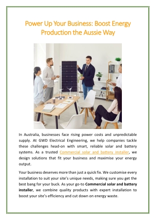 Power Up Your Business Boost Energy Production the Aussie Way