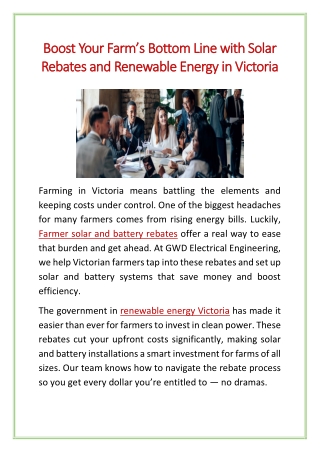 Boost Your Farm’s Bottom Line with Solar Rebates and Renewable Energy in Victoria