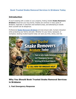 Book Trusted Snake Removal Services in Brisbane Today