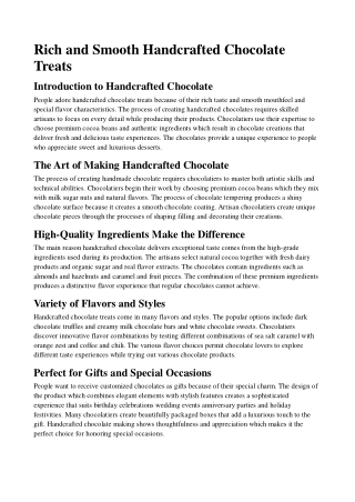 Rich and Smooth Handcrafted Chocolate Treats
